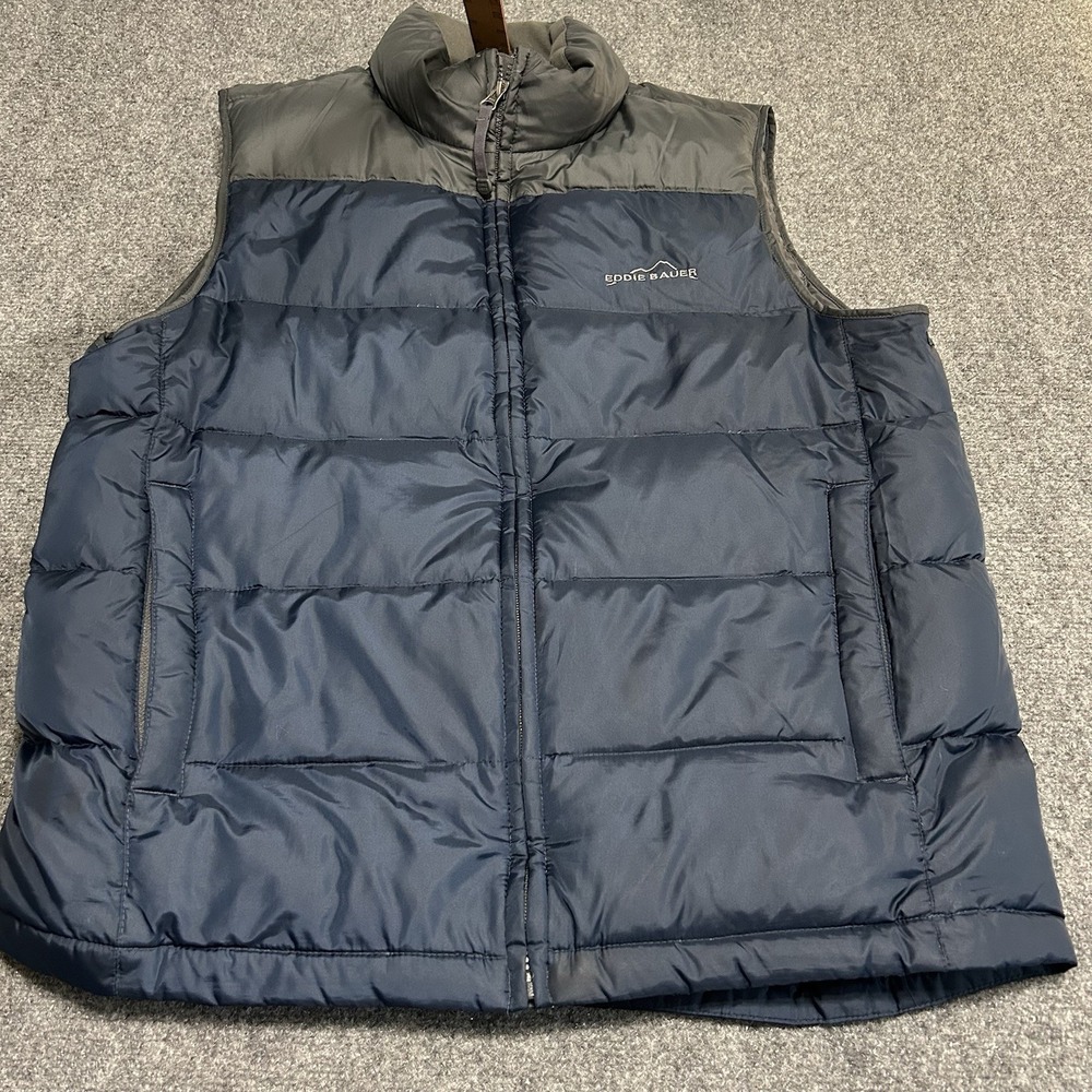 Eddie Bauer Goose Down Puffer Vest Men's Medium  Navy Two Tone‎